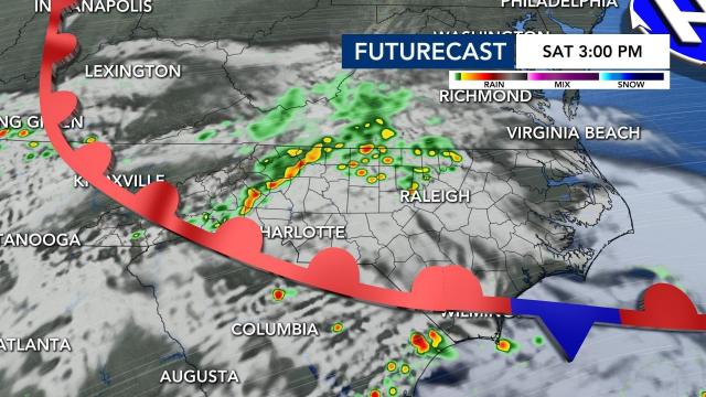 Showers, storms possible in central North Carolina on Saturday