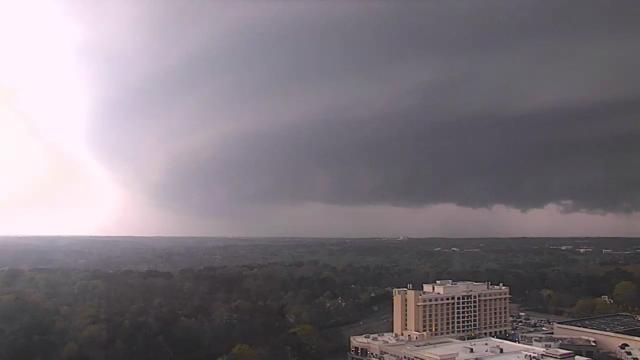 Shelf cloud moves over downtown Raleigh.