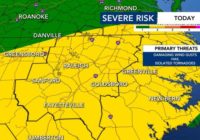 Risk for severe weather on Monday decreasing in central NC