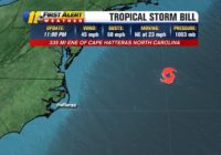 Tropical Storm Bill forms off North Carolina coast; expected to move away from land