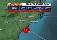 Tropical Storm Danny forms off South Carolina coast, expected to make landfall Monday evening