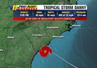 Tropical Storm Danny forms off South Carolina coast, expected to make landfall Monday evening