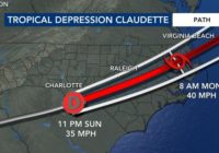 Central NC dries up as Tropical Storm Claudette begins to shift away from coast