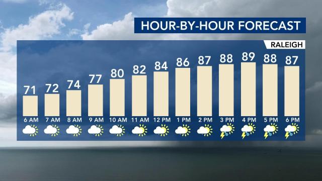 Wednesday hour-by-hour forecast