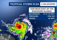Tropical Storm Elsa forms over Atlantic
