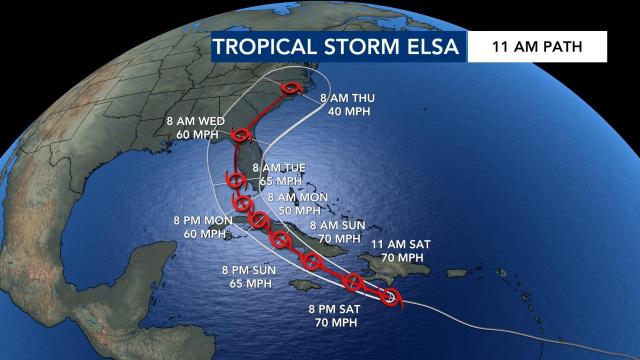 Tropical Storm Elsa: 11 a.m. Saturday