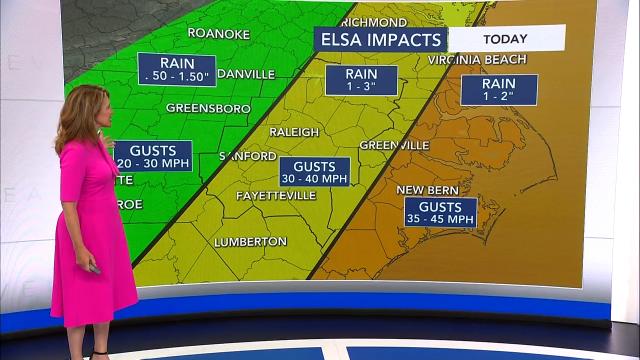 Rain and wind gusts impacts expected from Elsa