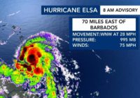 Elsa strengthens into season's 1st hurricane in Caribbean