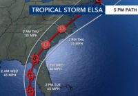 Elsa's track shifts to west, meaning more rain, tornado threat in forecast for the Triangle