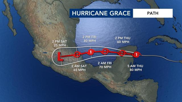 Hurricane Grace path as of Aug. 19