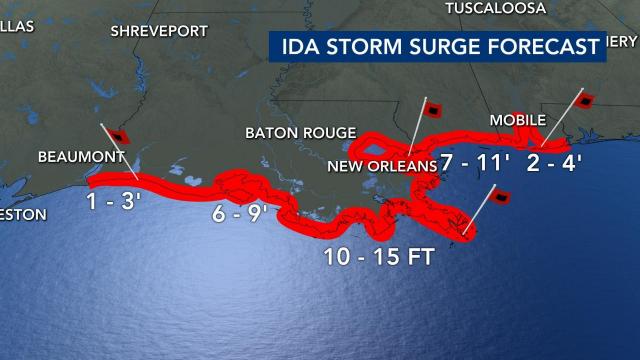 Hurricane Ida storm surge forecast