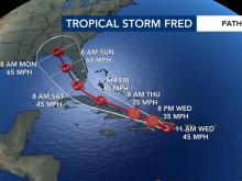 Tropical Storm Fred path: 11 a.m. on Aug. 11