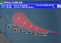 Tropical Storm Sam forms in the Atlantic Basin