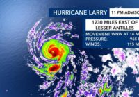 Hurricane Larry expected to become Cat. 4 storm by Sunday