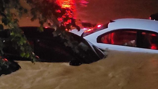 Floodwaters near the water rescue near Dana Drive in Raleigh. Image credit: Taha and Ali Rahmani 