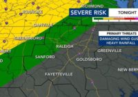 Level 1 risk for severe weather in place for parts of central NC on Monday night