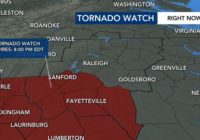 Parts of central NC under tornado watch; 60mph winds possible