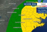 Level 1, 2 risk: Damaging winds, hail and isolated tornadoes possible after lunchtime