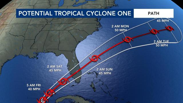 Potential Tropical Cycle 1 track as of 5 a.m. on June 3, 2022