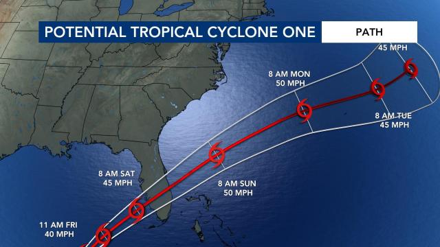 Potential Tropical Cycle 1 track as of 1 p.m. on June 3, 2022