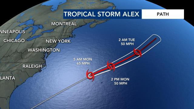 Tropical Storm Alex as of Monday, June 6, at 5 a.m.