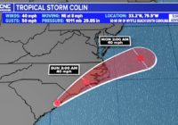 Tropical Storm Colin forms on South Carolina coast