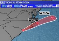 Colin downgraded from Tropical Storm status