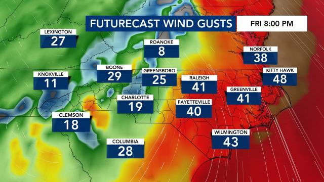 Futurecast wind gusts on Friday, Nov. 11, 2022