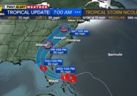 Tropical Storm Nicole could bring flooding, tornadoes to NC