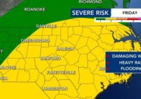 Level 2 risk for central NC brings threat of gusty winds, heavy rains, isolated tornadoes