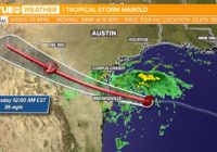 Tropical Storm Harold makes landfall on Padre Island Tuesday