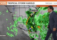 Tropical Storm Harold makes landfall on the Texas Gulf Coast, bringing rain and cooler temperatures