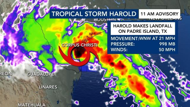Tropical Storm Harold: Tuesday, Aug. 22 at 11 a.m.