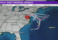 Ophelia becomes post-tropical low; continues to pose risk of flash flooding