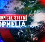 Tropical Storm Ophelia moves inland over North Carolina as coastal areas lashed with wind, rain