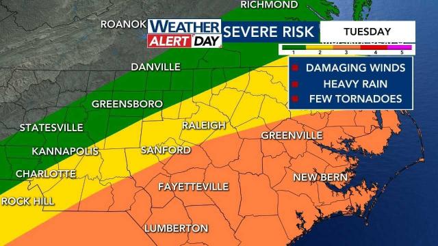 WRAL Weather Alert Day: Severe risk Tuesday WRAL Weather Alert Day: Severe risk Tuesday