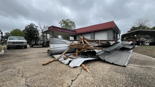 On April 11, 2024 high winds blow roof off building in Sanford. On April 11, 2024 high winds blow roof off building in Sanford.