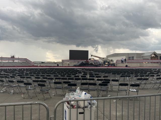 Severe weather forces Trump Rally in Wilmington to be called off. Severe weather forces Trump Rally in Wilmington to be called off.