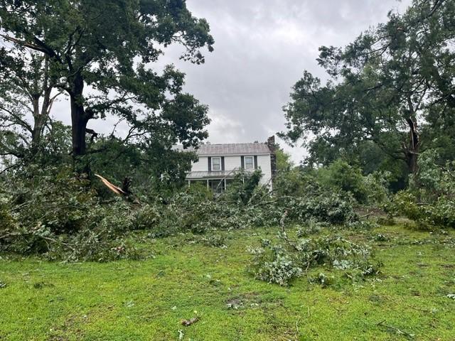 A home was damaged from a tornado in Franklin County on Aug. 8, 2024. A home was damaged from a tornado in Franklin County on Aug. 8, 2024.