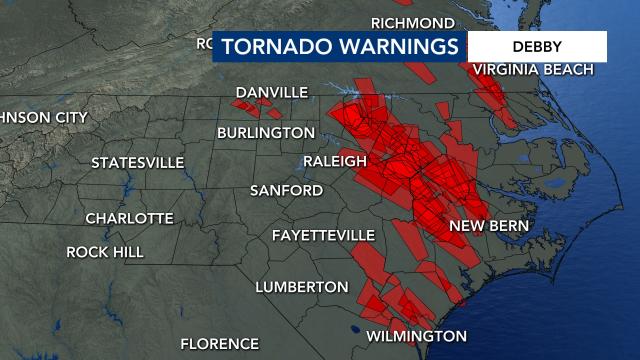 Tornado warnings issued during Tropical Depression Debby on Thursday, Aug. 8. Tornado warnings issued during Tropical Depression Debby on Thursday, Aug. 8.