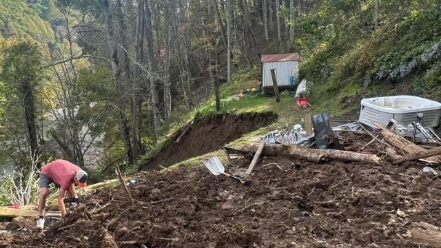 A home on the mountainside in Minneapolis, N.C. was swept into the river.