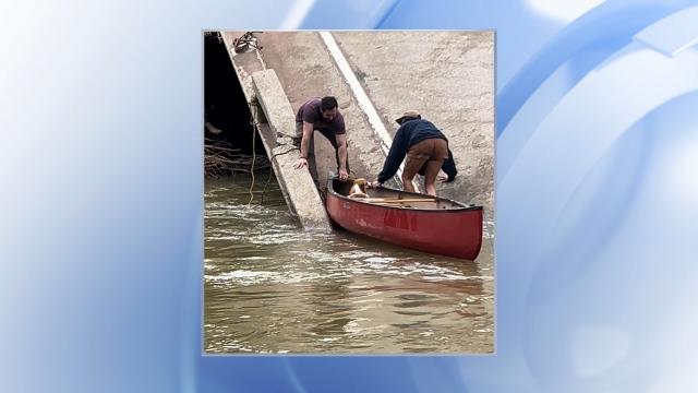 People in Burnsville had to use a boat to get to safety after the devastation caused by Helene. Courtesy: @OliviaDeeee on Instagram People in Burnsville had to use a boat to get to safety after the devastation caused by Helene. Courtesy: @OliviaDeeee on Instagram