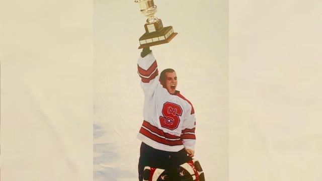Jorge Alves as NC State club hockey goalie