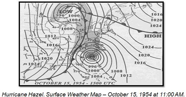 Hurricane Hazel map (Radar image from National Weather Service) Hurricane Hazel map (Radar image from National Weather Service)