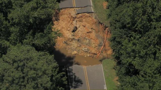 Lamont Norwood Road collapses in Chatham County on July 7, 2025.