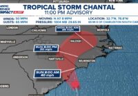 Tropical Storm Chantal makes landfall this morning near Myrtle Beach, South Carolina