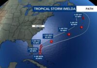 Tropical Storm Imelda latest: Steady, light rain will build across North Carolina throughout Monday